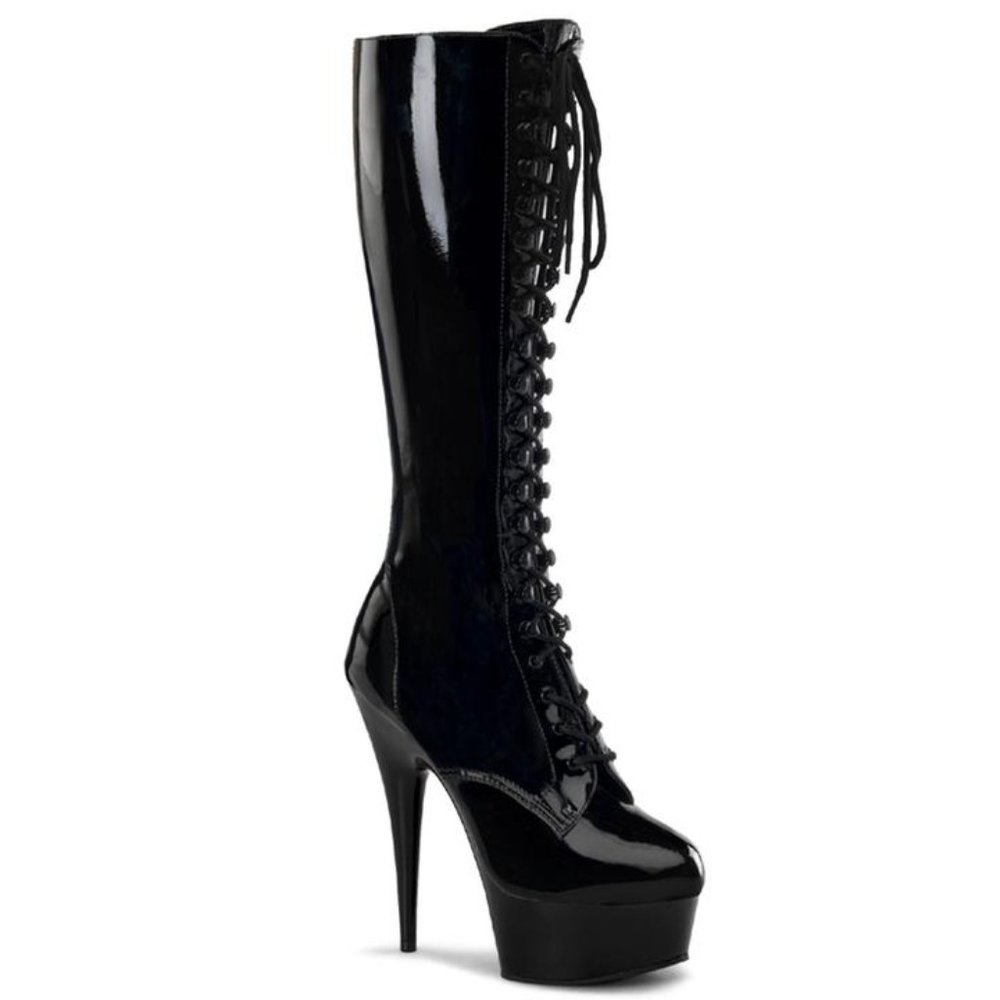 Pleaser - DELIGHT-2023 SHINY Black Boots